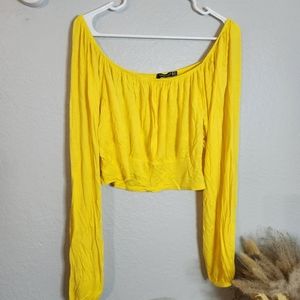 Off the shoulder long sleeve crop top